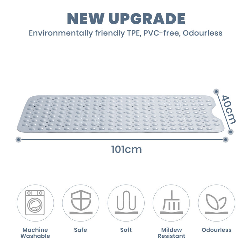TPE,PVC-free Non-Slip Bath Mat, Blue