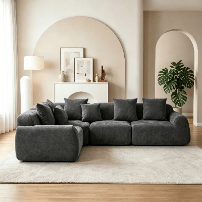 Canapé modulaire en velours courbé - 118, chaise longue rembourrée de compression