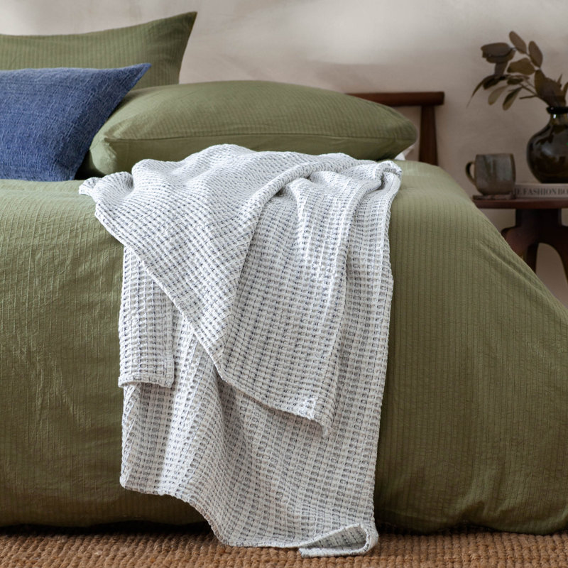 Sopheak Waffle Throw Blanket, Blue