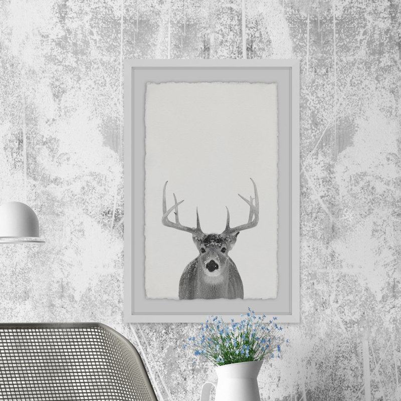Grey Deer - Single Picture Frame Print, 30 cm H x 20 cm W
