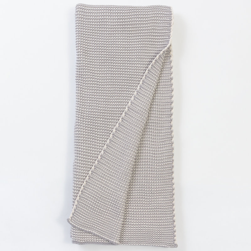 Gray Knitted Cotton Machine Washable Throw Blanket