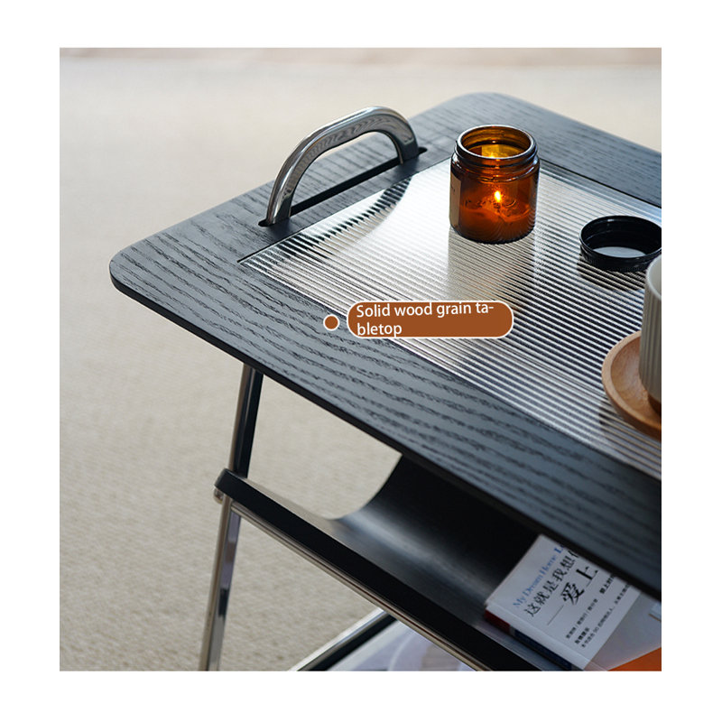 23.62" Rectangular Solid Wood End Tables, Black