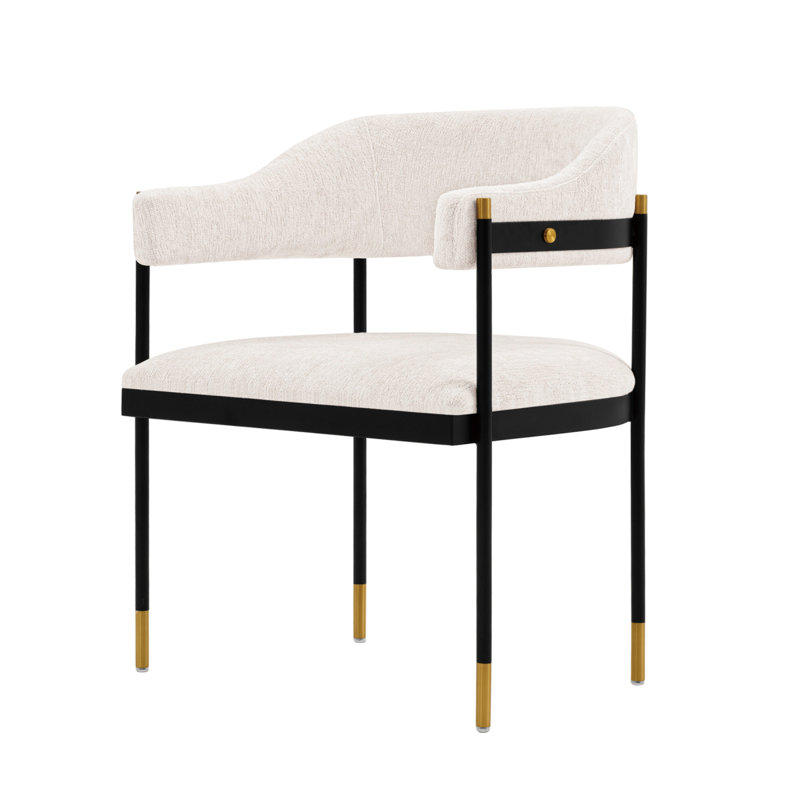 Fauteuil en chenille Lia, Crème