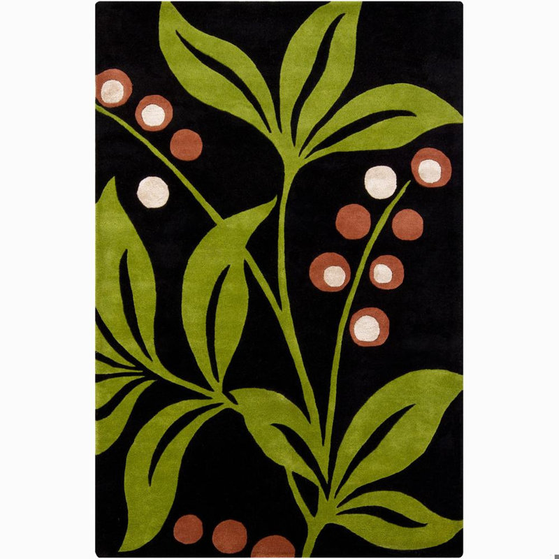 INT Dark Green/Lime Floral Area Rug