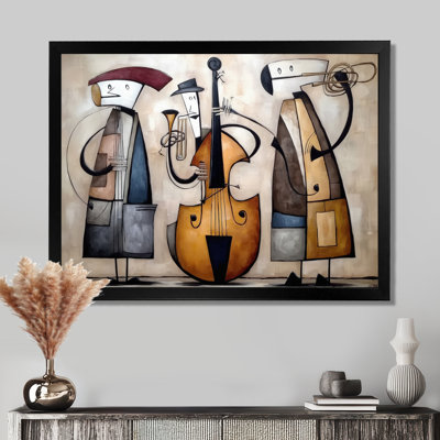 «Abstract Jazz Band In New York City - Music Jazz Wall Art For Living Room», reproduction sur toile rétro brune