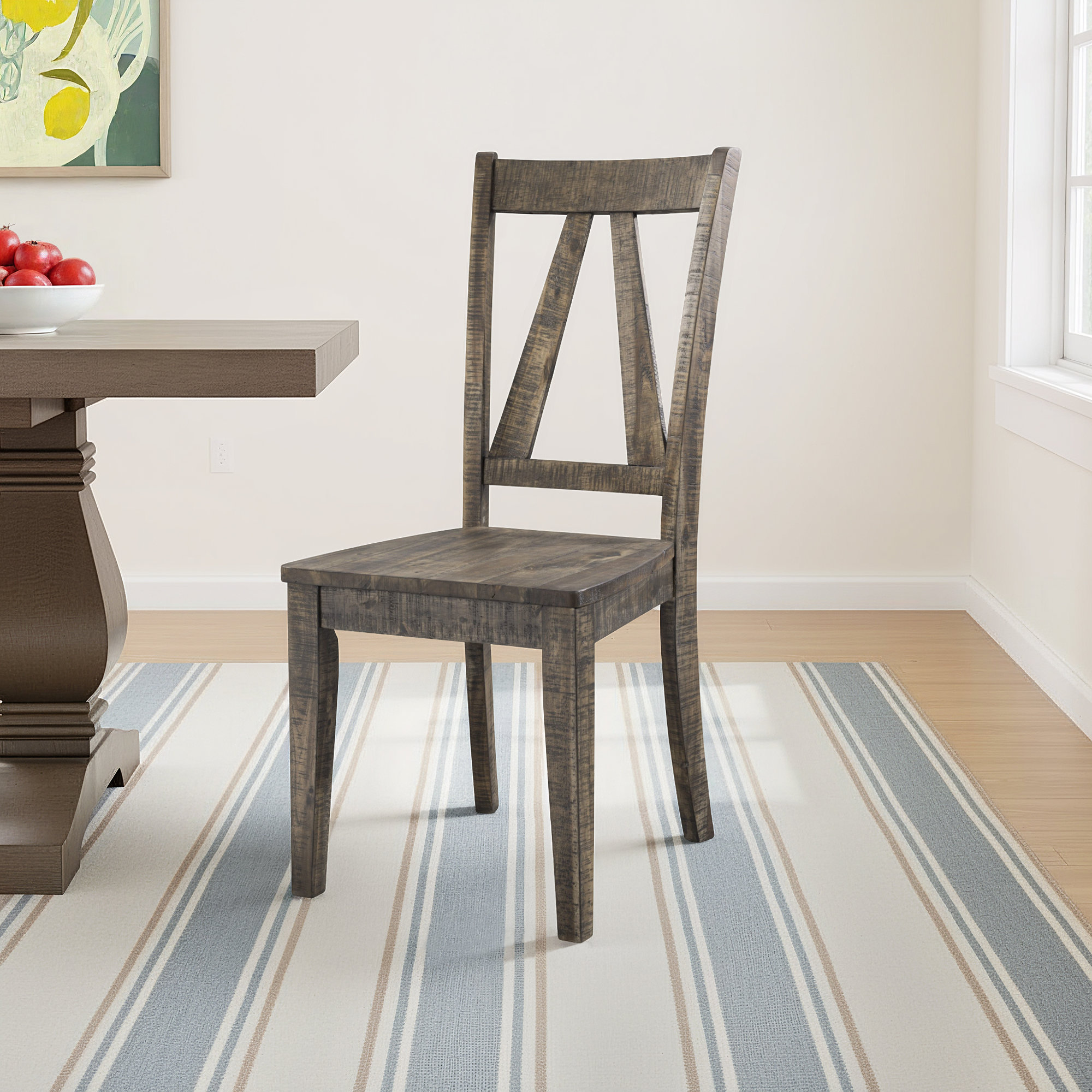 Butler Solid Wood Slat Back Side Chair in Light Smokey Ash
