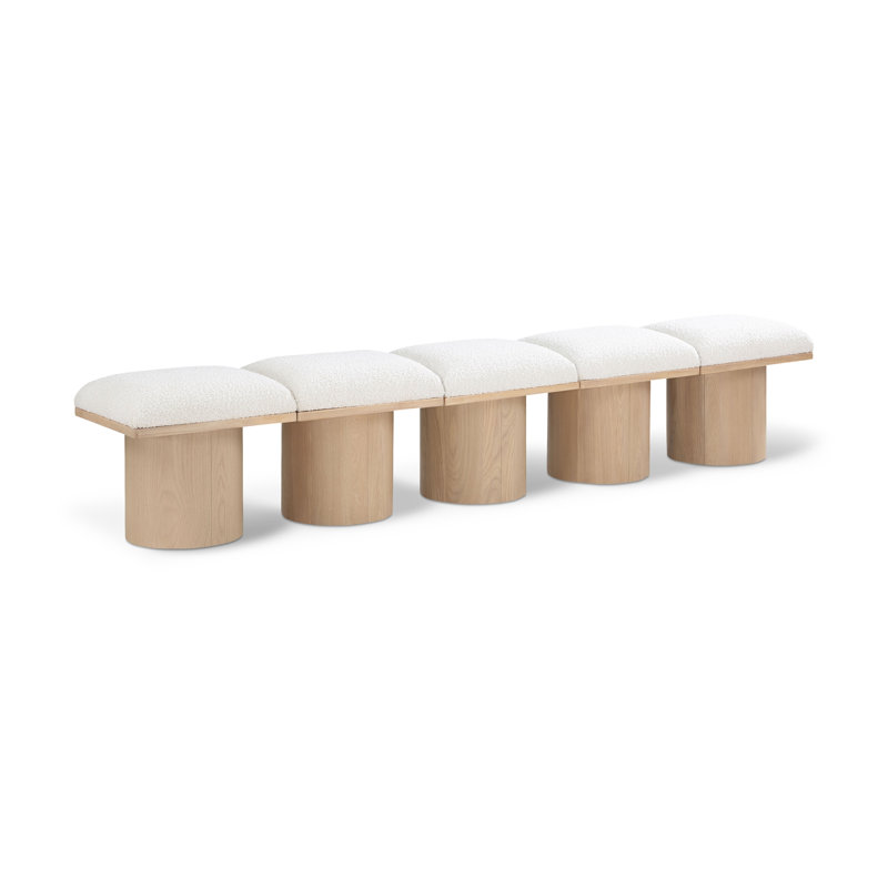 Horatia Boucle Upholstered Bench, Cream Boucle Fabric, Natural, 17.5" H x 90" W x 15.5" D