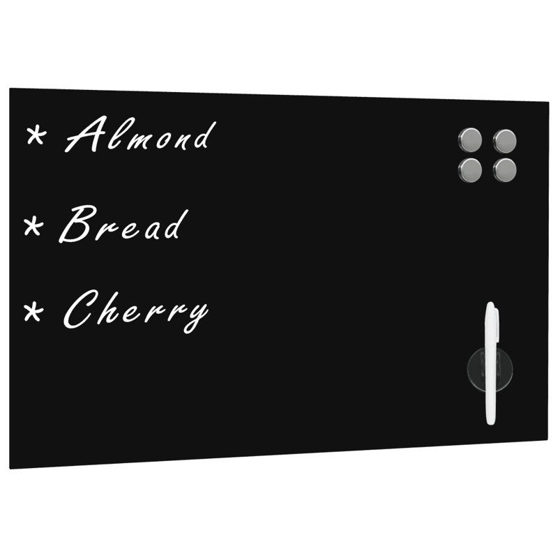 Wall Mounted Magnetic Glass Board, 20cm H x 60cm L, Black