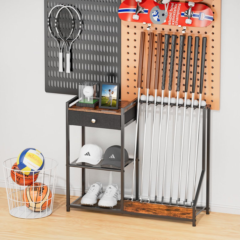 Grand support de golf, support pour club de golf pour 9 clubs et 9 balles de rangement, noir