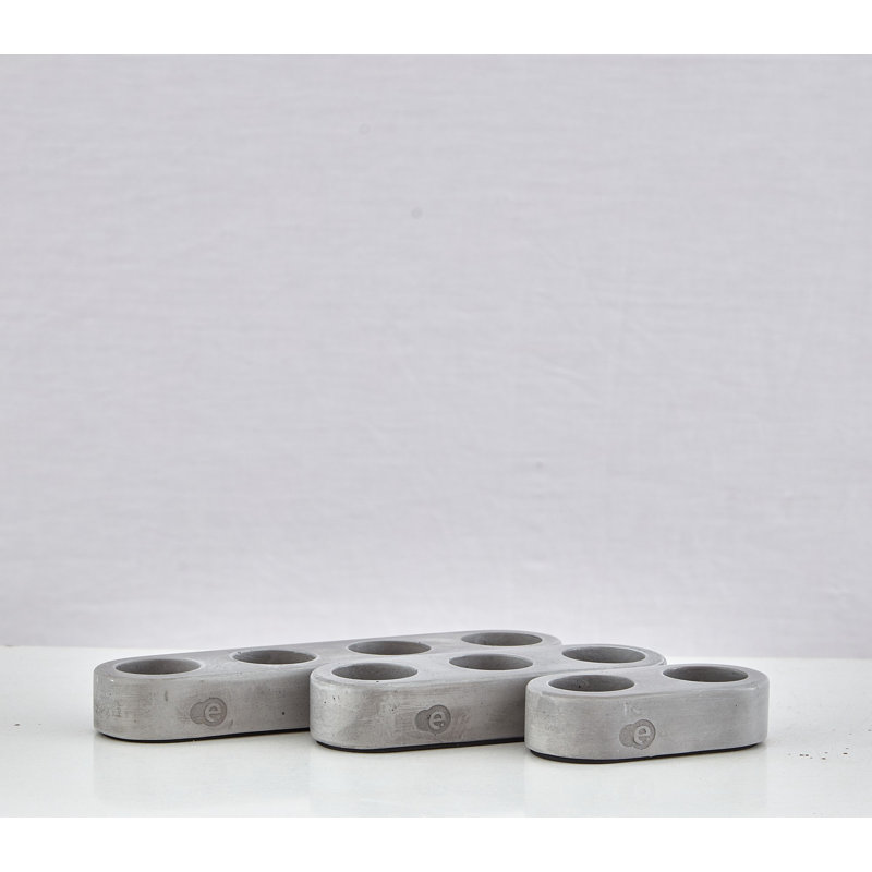Cleland Decorative Polymer Concrete Accessory Set (3 Sizes) - Grey | Includes 1.2 x 2.4 x 4.7 in, 1.2 x 2.4 x 7.1 in, 1.2 x 2.4 x 9.4 in | 100% Durable Polymer with Organic Paint | Perfect for Indoor & Outdoor Decor