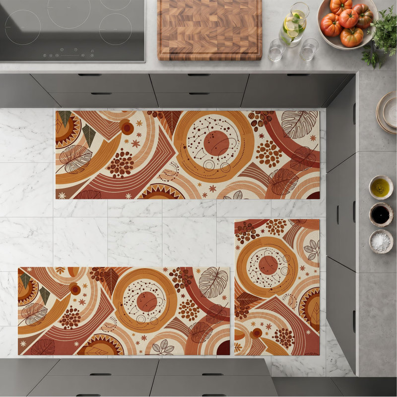 Boho Circular Non-Slip Washable Kitchen Mats