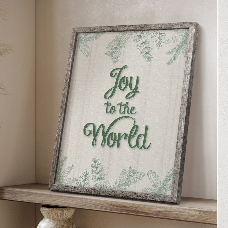 «Joy to the World», reproduction encadrée - bois massif, H 11 po x l 9 po
