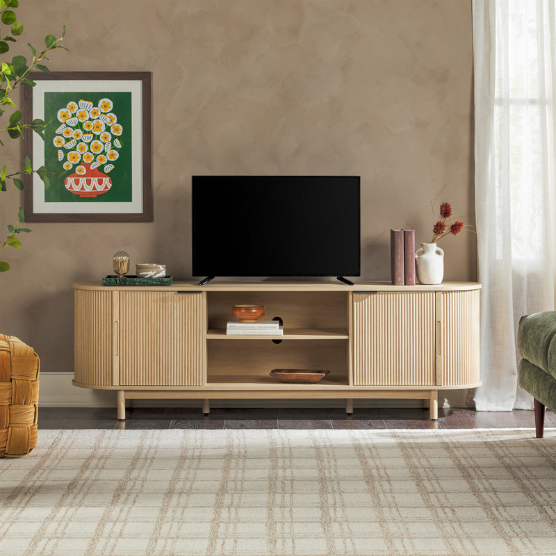 Meuble télé avec rangement ouvert Dragelin, Chêne côtier, 70"