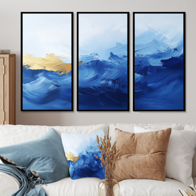 Encre blanche et bleue «Ethereal Dream», ensemble d'art mural formes abstraites