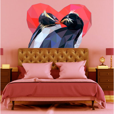 Décalcomanie murale pingouin polygonale