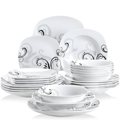 Porcelain China Dinnerware Set 24 Piece - Service for 6
