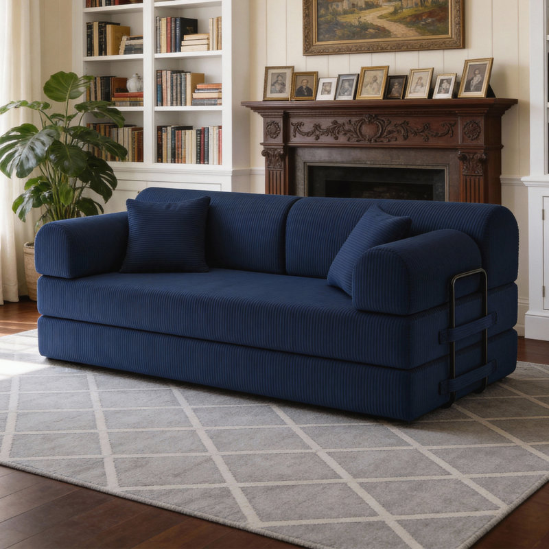 Canapé-lit convertible pour salon, chambre à coucher, Blue Fabric