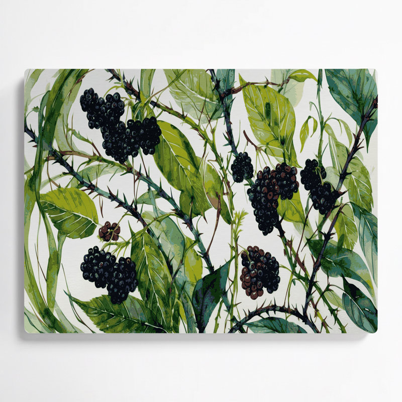 Art mural en métal Botanical Blackberry Canes, H 11 po x l 14 po