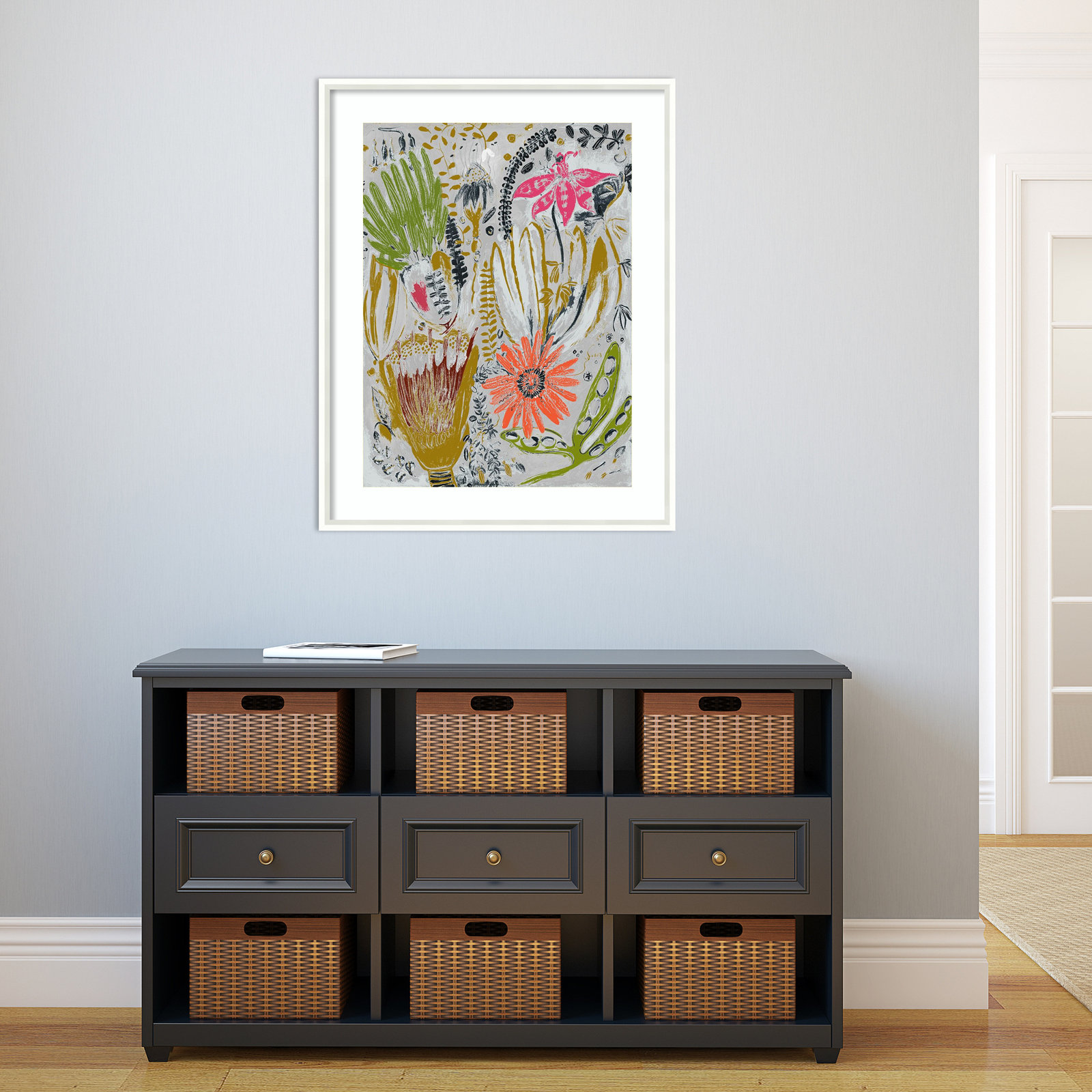 Tropical Blooms by Maya Woods, White, 26" W x 33" H