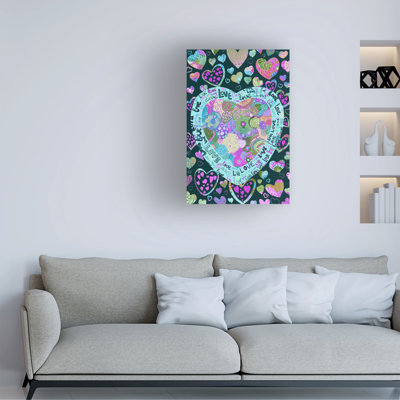 Art mural sur toile tendue - "Love Hearts" de Noemi Ibarz pour décoration de salon, de chambre à coucher ou de bureau - 12 x 19