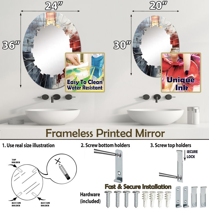Miroir mural Waitsfield, 30 po x 20 po