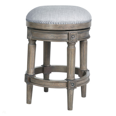 26"H Counter-Height Backless Swivel Bar Stool, Weathered Gray, 1PC