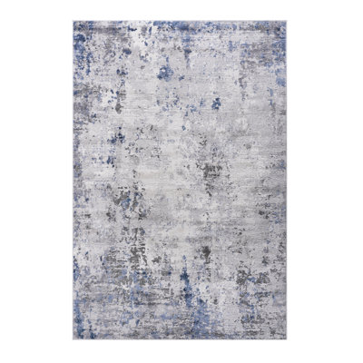 Stylish 6X9 Area Rug In Silver/Blue/Abstract - Non-Shedding, Stain For A Charming Living Room Bedroom Dining Home Office Non-Shedding An Elegant