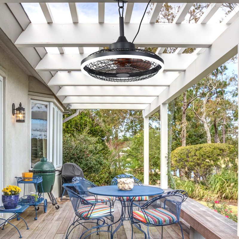 20“ Smart Outdoor Ceiling Fans With Lights And Remote/APP Control, Modern Black Plug In Waterproof Gazebo Fan For Patios