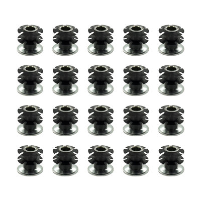 Outwater Industries Double Star Threaded Caster Insert | Heat Treated Steel | Fits 1-1/8 Inch Round 16-18 Gauge Tube | THREAD: 3/8-16 | 20 PACK