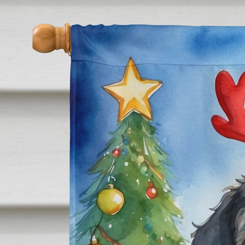 Drapeau de Noël maison de renne, Bernedoodle