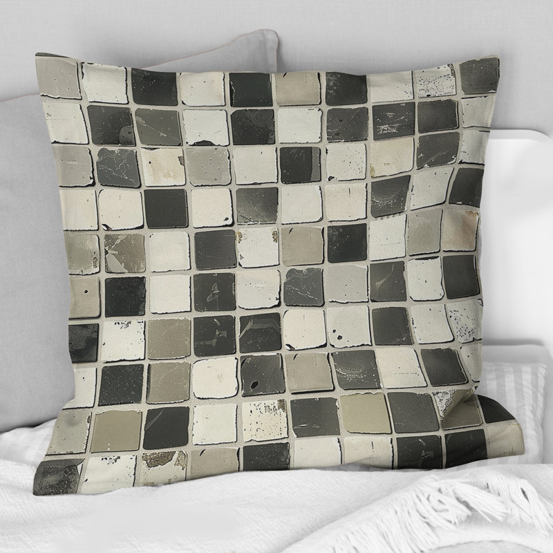 Coussin Beige gris Mid-Century Mosaic II - Mid-Century, H 16 po x l 16 po