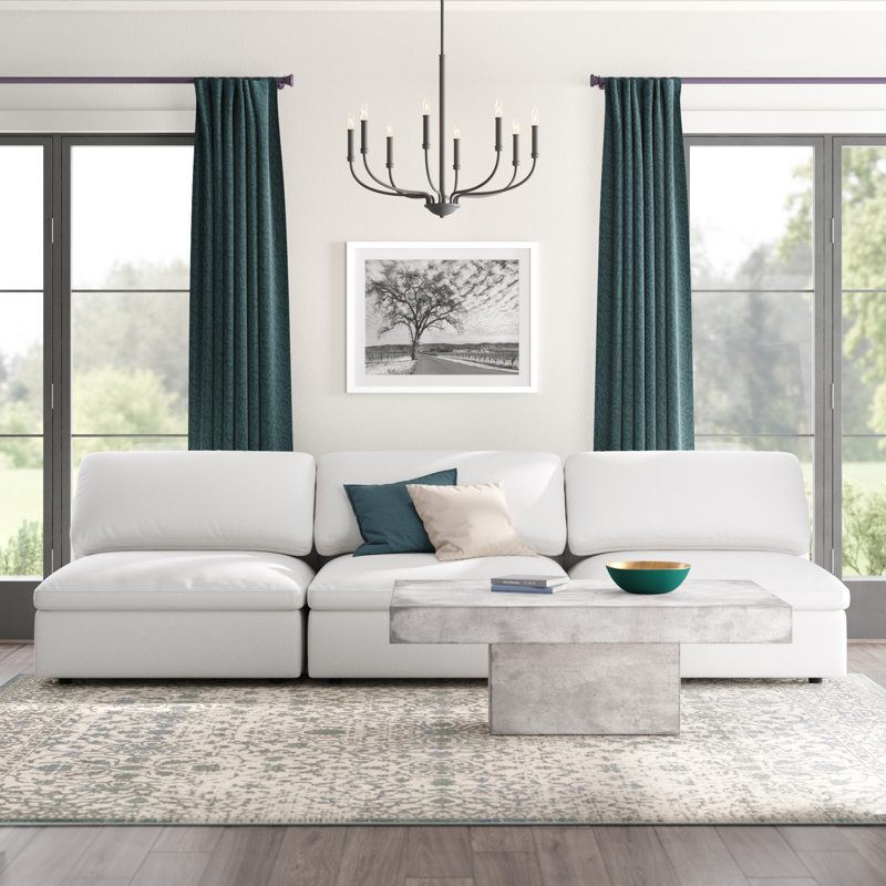 Canapé modulaire sans accoudoirs 117 po Burrows, Tissu crème texturé en lin