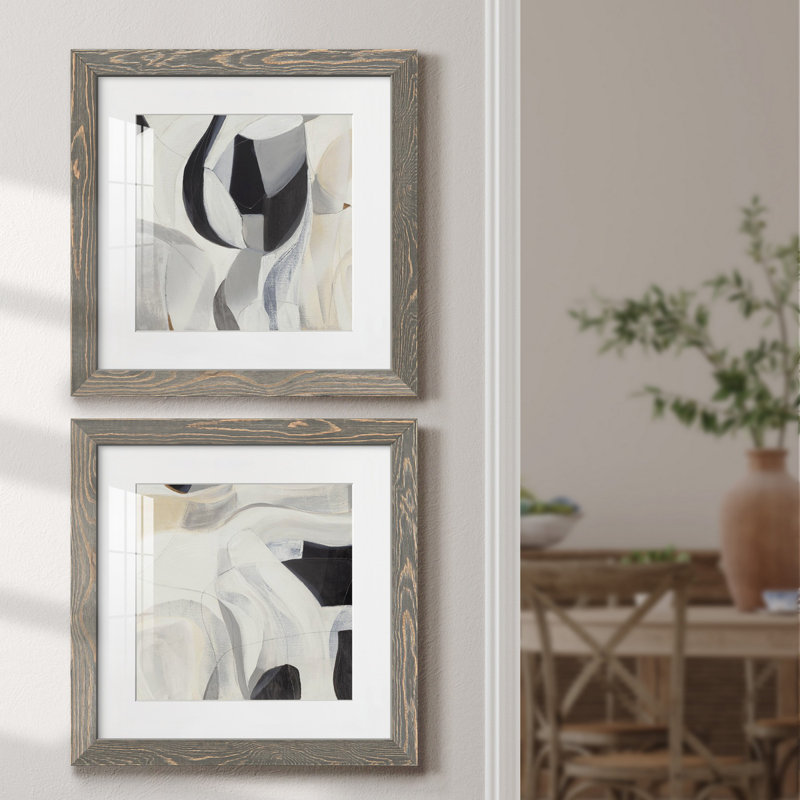 La recherche I - ensemble de 2 reproductions d'art sur papier encadré, Encadré gris, H 17 po x l 34 po x P 1,5 po