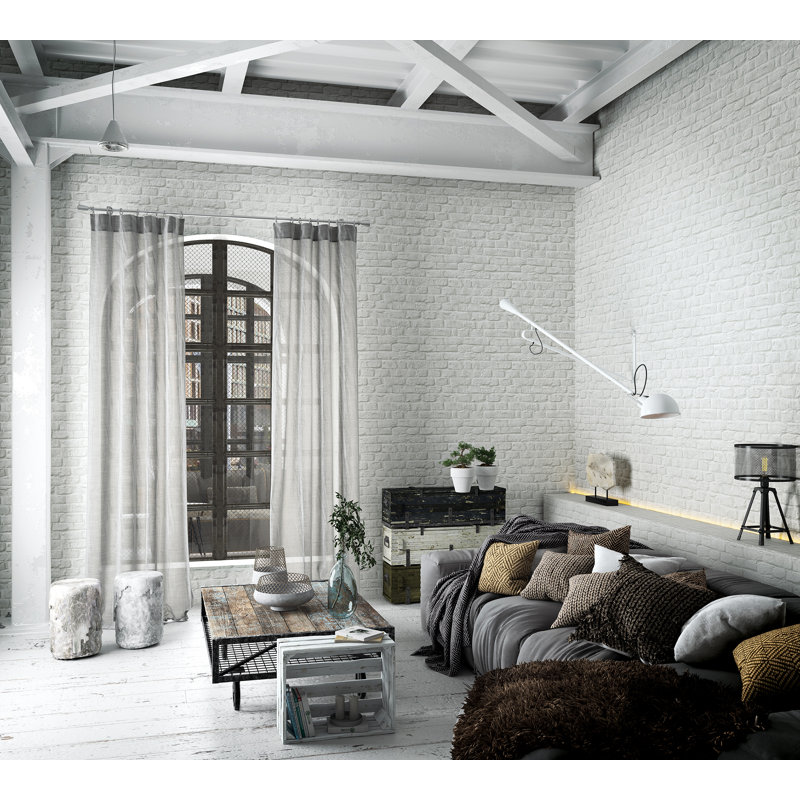 Loudoun Exposed Brick Design 10.05m x 53cm Wallpaper Roll, White