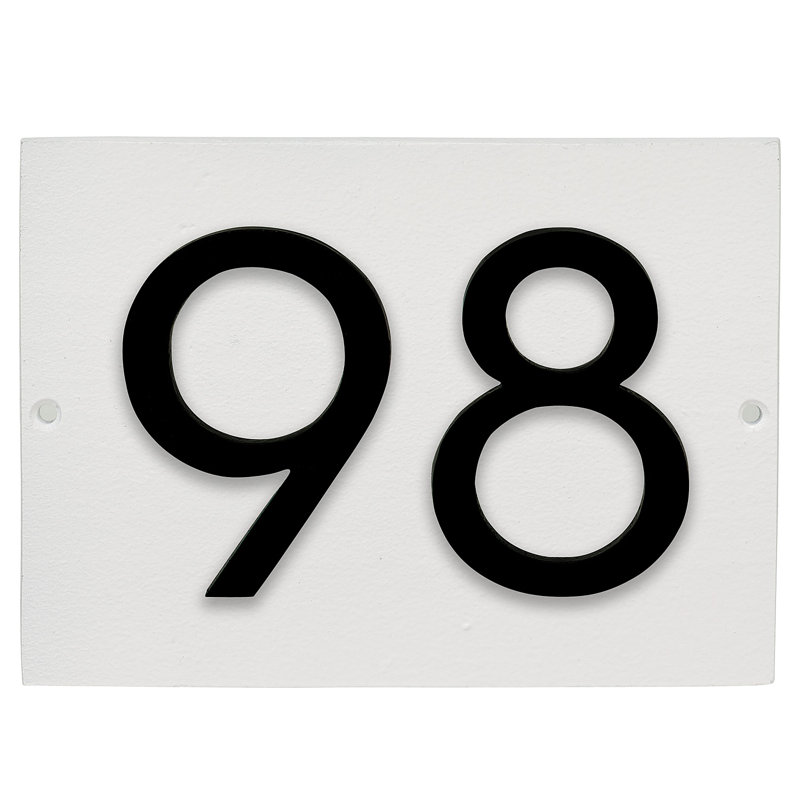 Floating 1-Line Wall Address Plaque, White, Black, Yes