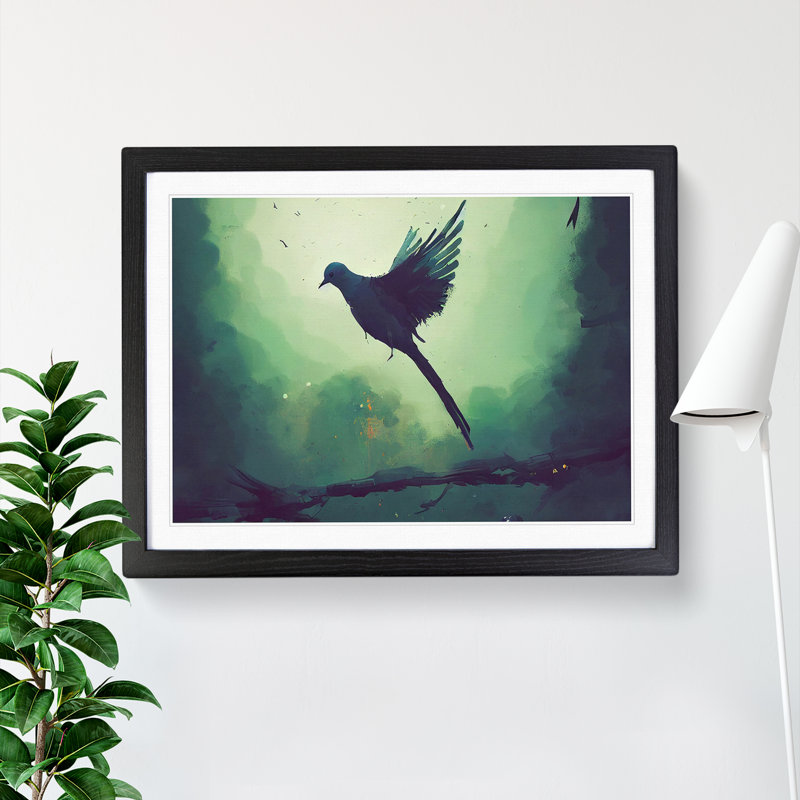 Dove Abstract - Single Picture Frame Print, Black, 46cm H x 64cm W