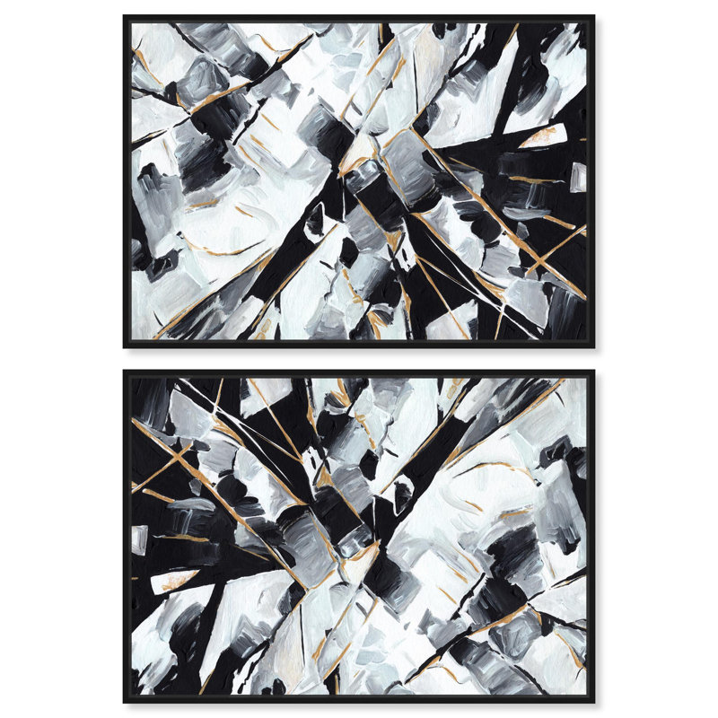 «Ethereal Lines Set Canvas» par Art Remedy, H 11 po x l 16 po, Cadre noir