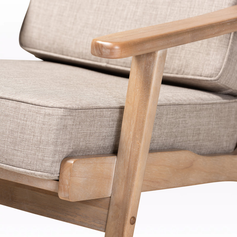 Jorgen Two-Tone Grey/Oak retro-inspired Upholstered Armchair, 29.13" H X 29.33" W X 36.02" D, Light Gray/Antique Oak