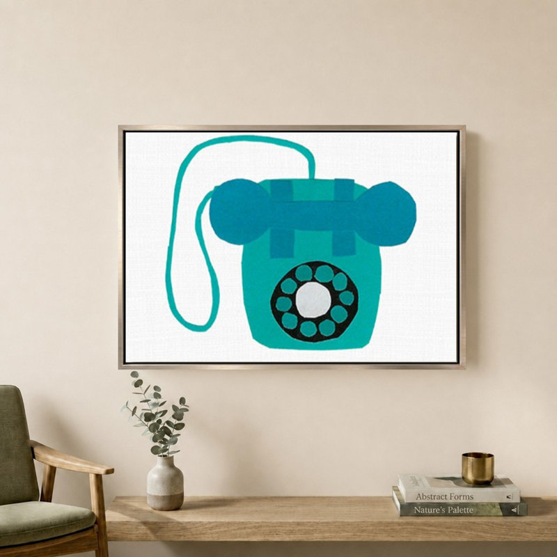 «Retro Téléphone Blue» par Jen Bucheli - Impression sur toile