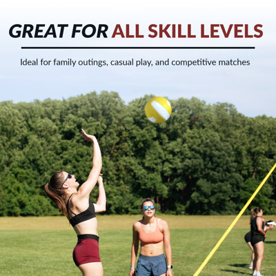 Hathaway Portable Outdoor Volleyball Net Set – Regulation Size 32-ft Net with Poles, Ball, Pump & Carrying Bag – Backyard or Beach Volleyball Set for Family