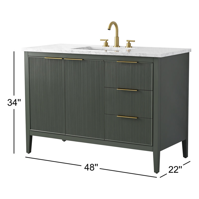 Emma 48" W Single Vanity, Vintage Green/Brushed Bronze