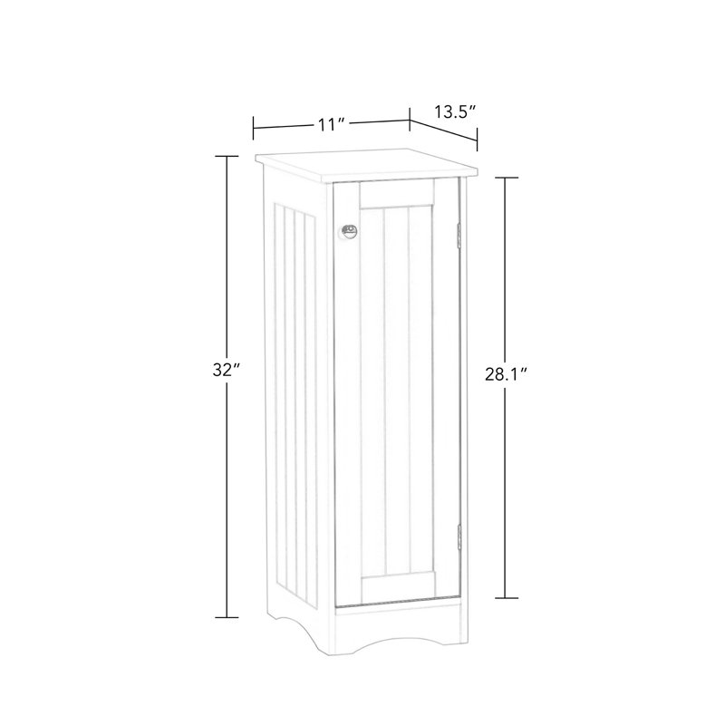 White Slim Bathroom Storage Cabinet with Adjustable Shelves