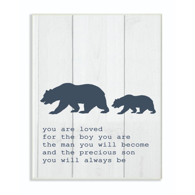 Lessing Inspirational Word Bear Family Kids Wall Décor