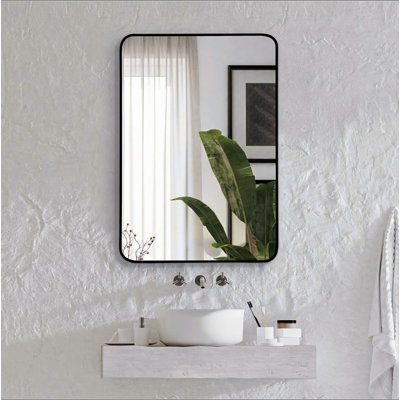 Metal Framed Rectangular Bathrrom Mirror For Wall.