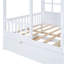 Lit double en bois avec lit gigogne simple, lit de jour en bois, blanc