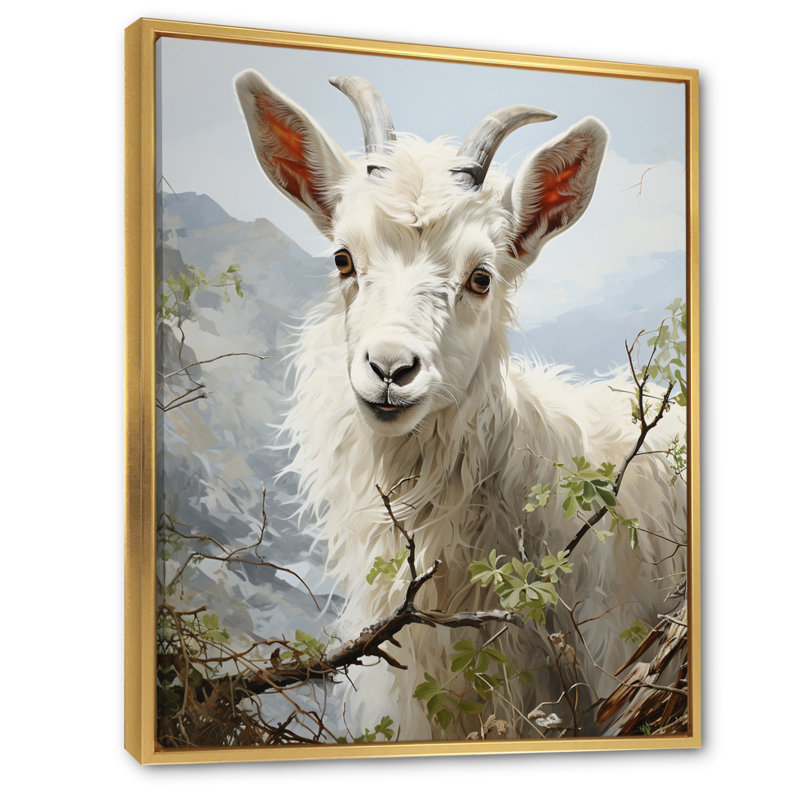 Impression sur toile Barbarann Goat Gratification I, H 40 po x l 30 po x P 1,5 po, Cadre flottant doré