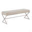 Banc de salle à manger Welo, chenille taupe, base en fer gris champagne X, 48 po