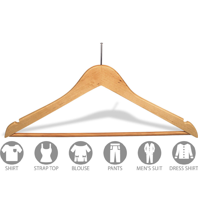 Support en bois anti-vol flat, Naturel avec barre, 50