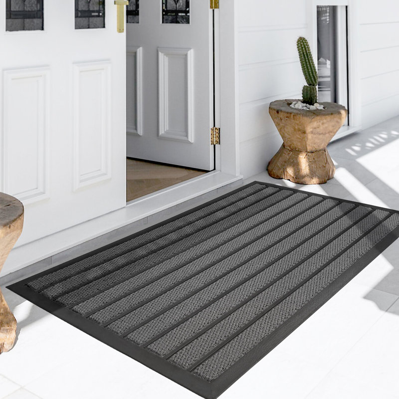 Gemmell Non-Slip Striped Doormat, 17" W x 29" L, Gray
