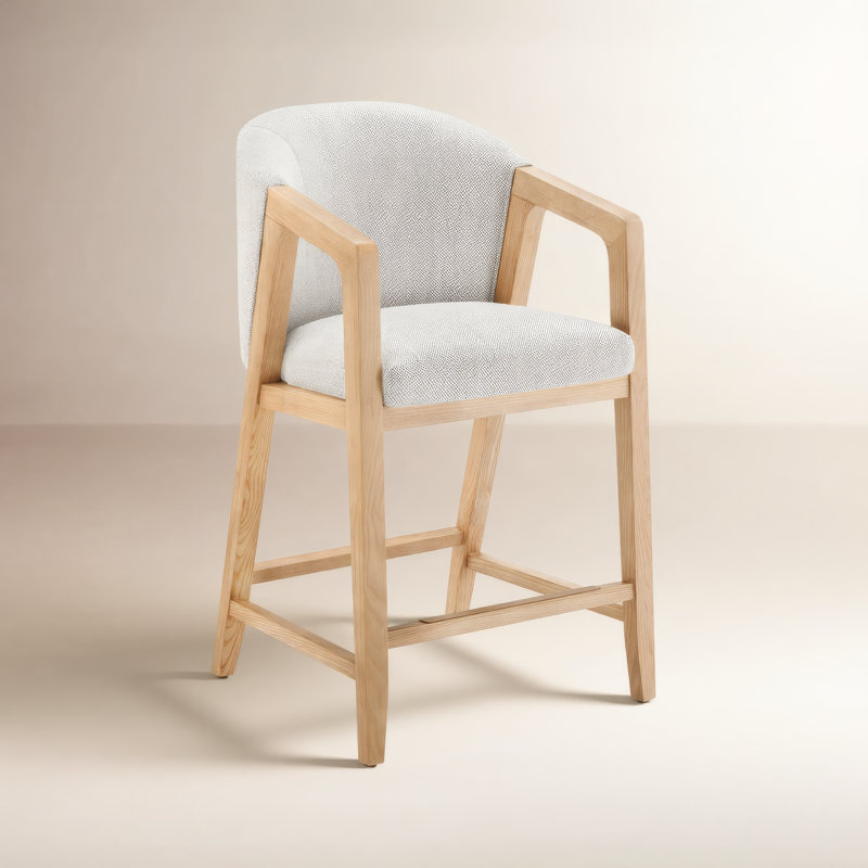 Tabouret de bar Daina, Ivoire Prestige / natté